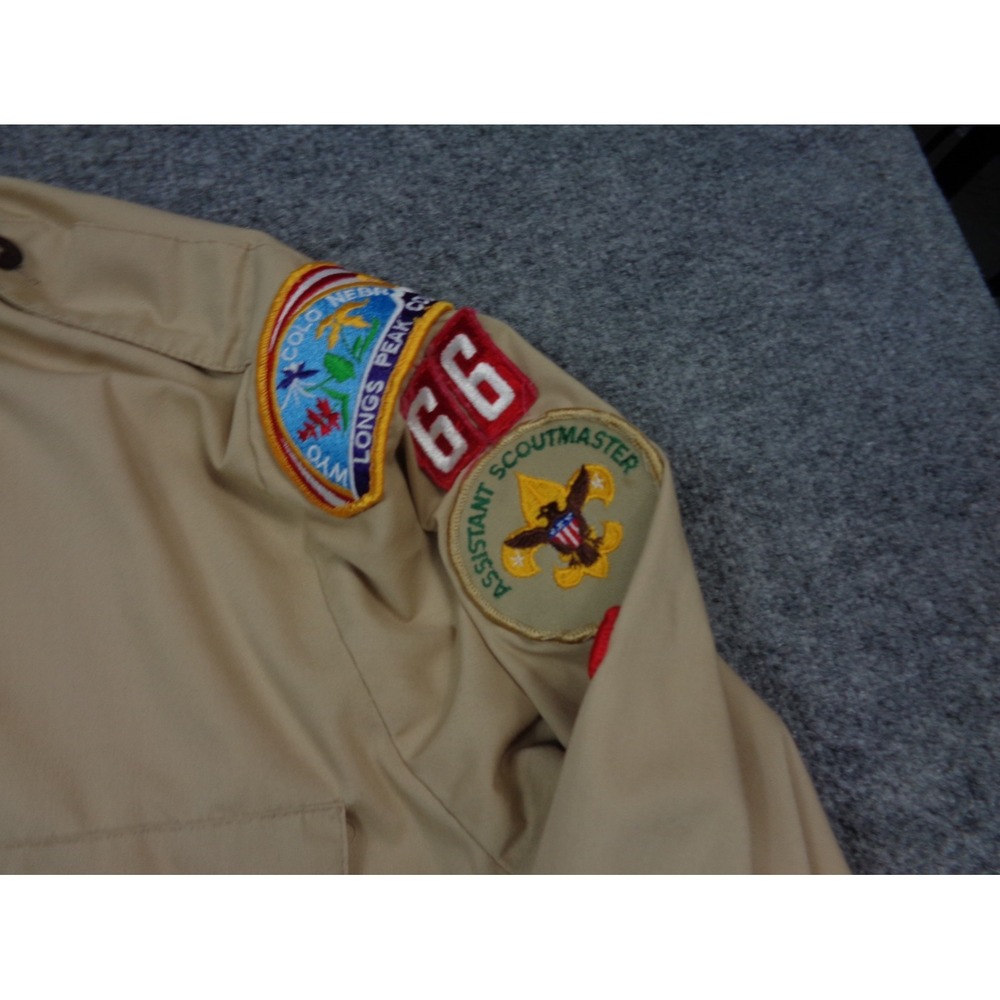 Vintage Boy Scouts of America Shirt Mens L Brown Assistant Scoutmaster Patches - Picture 4 of 14